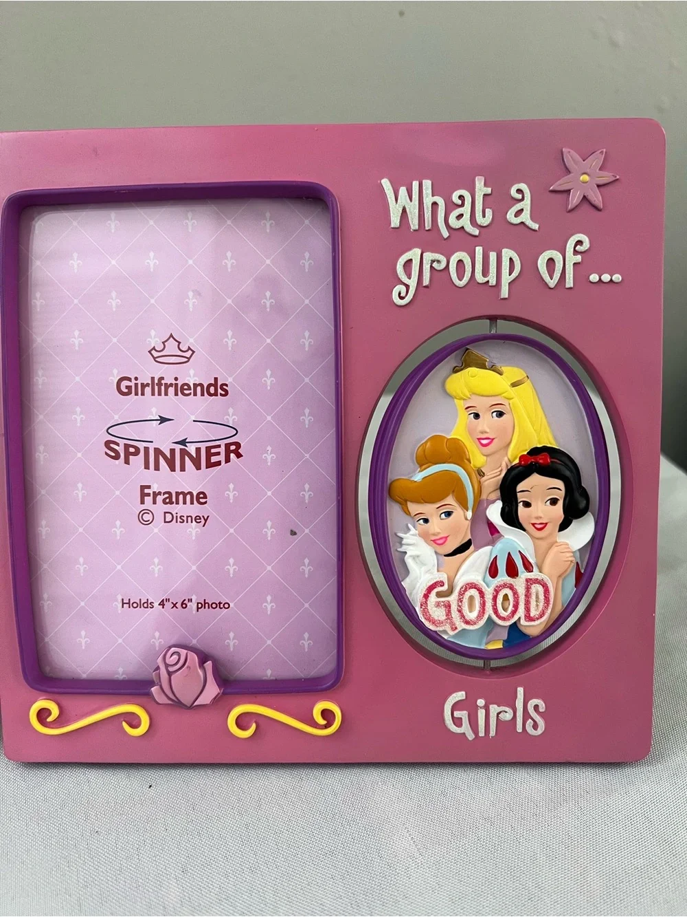 Disney Princess & Villains Spinner Photo Frame Set “Good Girls Bad Girls” Pink